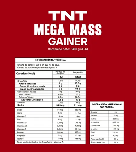 Alternative view of TNT MEGA MASS GAINER 3 LIBRAS